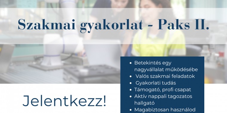 Szakmai gyakorlat - Paks II. Zrt.